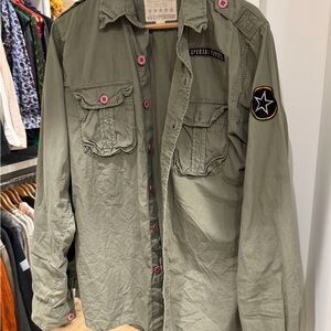 Olive Military Field Jacket with Star Patch